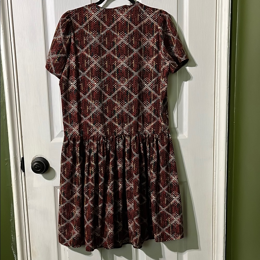 Geometric Patterned Dress - Brown - image 4